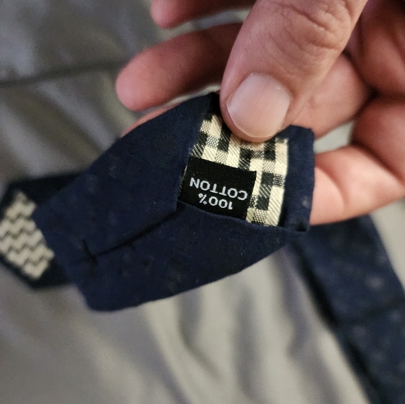 Marwood Blue Skinny Cotton Tie - Picture 10 of 10